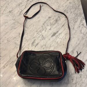 Black and Red Leather Crossbody Bag